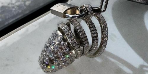 Diamond encrusted chastity cage